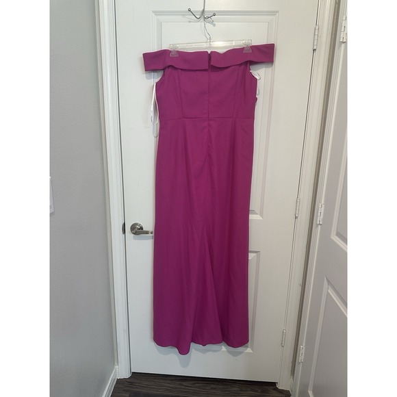 After Six Evening Dress Gown Size 18 Bright Pink Off Shoulder Pleated Faux‎ Wrap - Picture 2 of 4